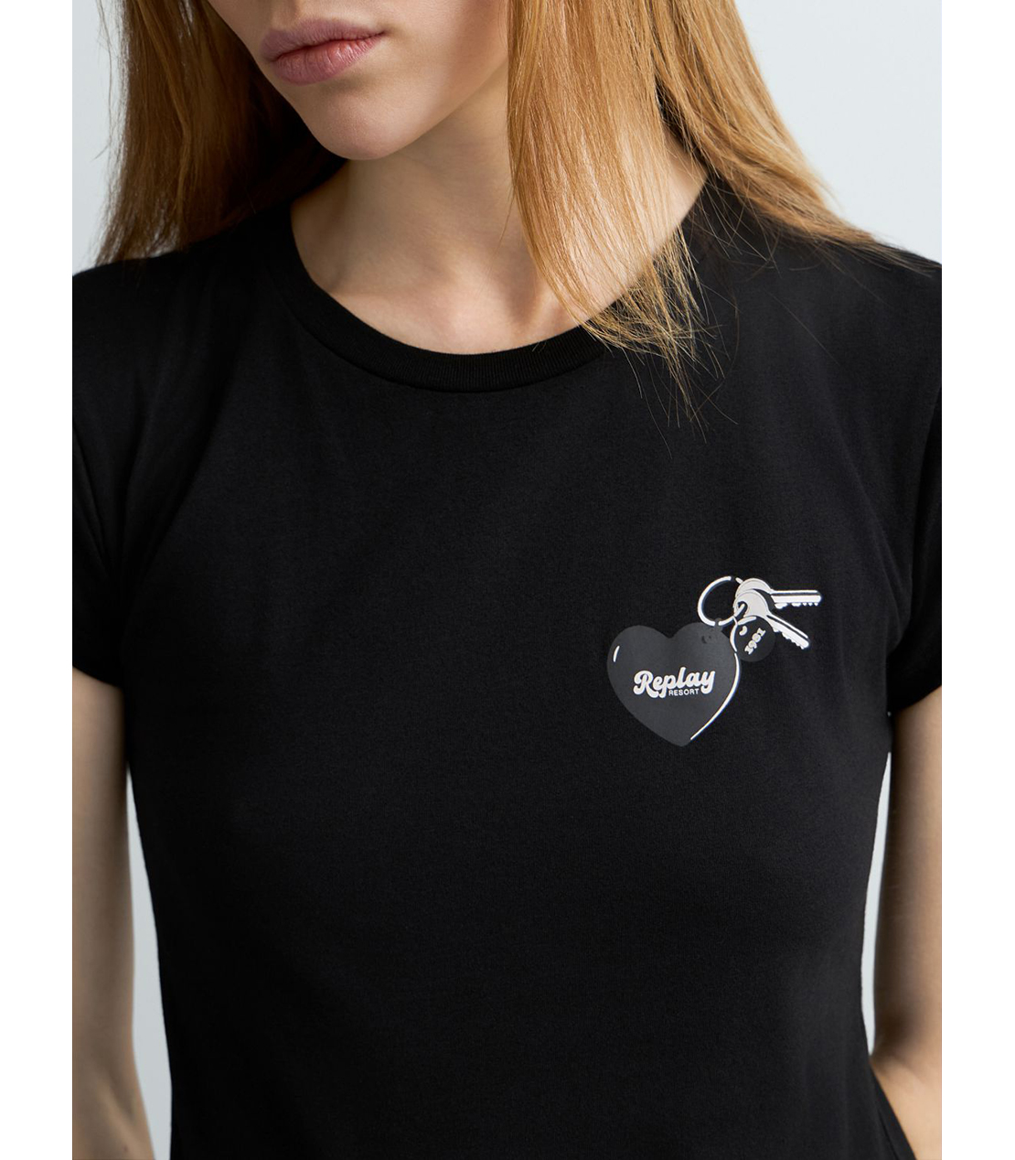 コットンジャージーハートプリントTシャツ 詳細画像 ブラック 6